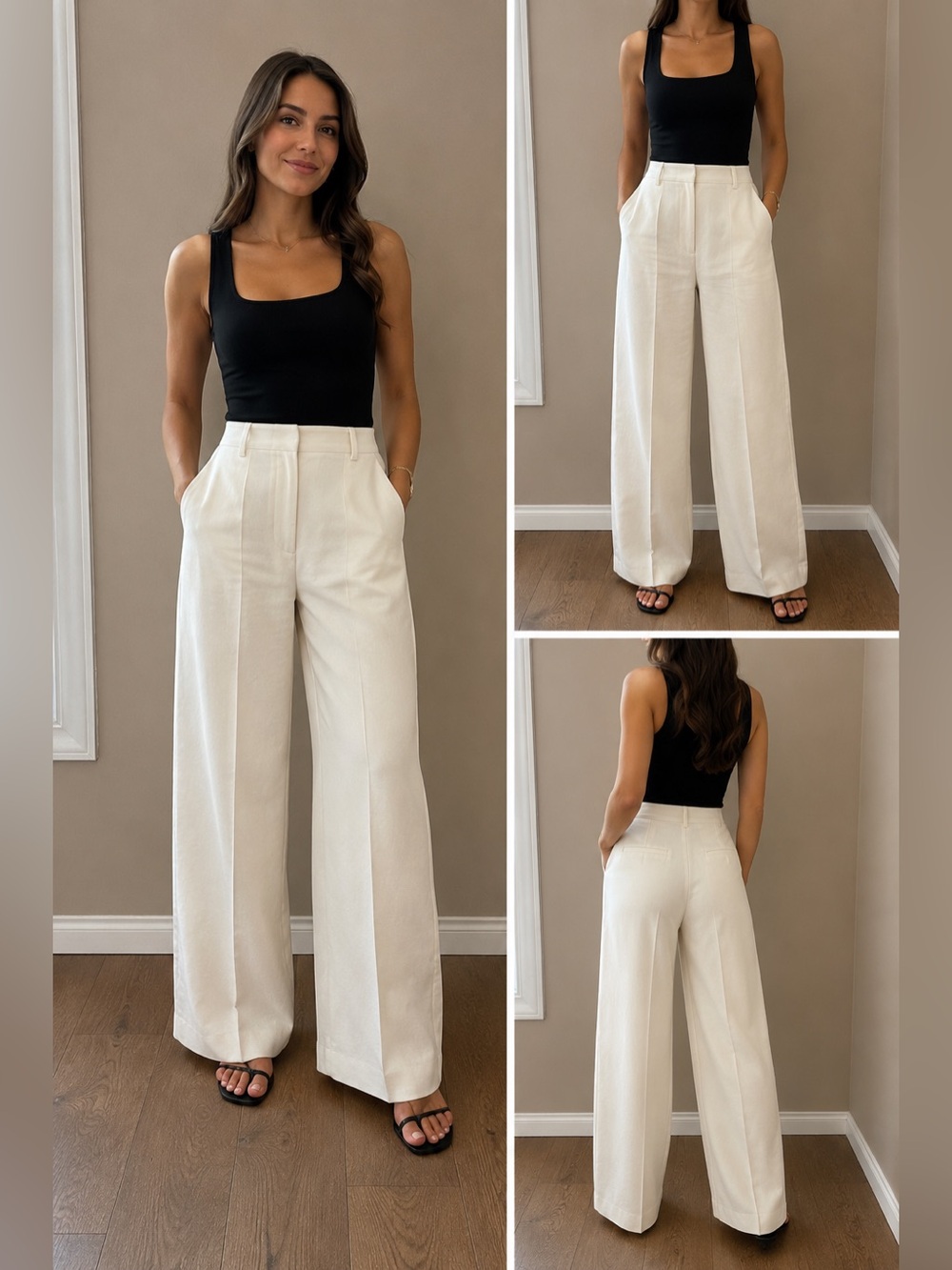 Zara Wide Leg Cream Jeans - Clean Minimal Style NWTS SZ 0